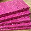Limited Edition Polka Dot Pink Cardboard Fabric Boards for storing your fabrics Sold Per 1 Board, 58cm x 17cm approx