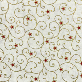 FAT QUARTER Gold Ivory & red Christmas Swirl 100% cotton fabric 18 X 22 inches
