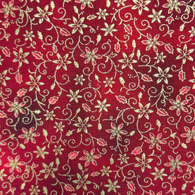 FAT QUARTER Red & Gold Christmas Holly Celebration 100% cotton fabric 18 x 22 inches