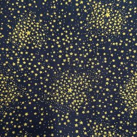 Navy & Gold  Starburst 100% cotton fabric 44" wide per 1/2 metre