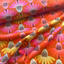 Perennial Borders, Echinacea Rust 100% Premium Cotton Fabric 112cm Wide Sold Per Half Metre