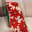 LAST CHANCE - 7m x 2.5"wide Wired Poinsettia Ribbon