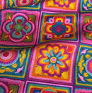 LAST PIECE Granny Square Crochet effect 100% cotton fabric -  136cm Wide X 49 cm