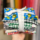 890 grams polycotton remnant bundle mixed designs, plains, ginghams & prints