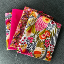 SALE 4 piece fat quarter bundle, florals & pink plain 100% cotton fabrics