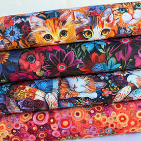 4 Piece Quilt Cats FAT QUARTER Bundle 100% Premium Cotton Fabrics