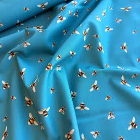 Teal Bee World 100% Premium Cotton Fabric Sold Per 1/2 Metre, 112cm Wide