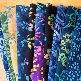 10 HALF METRE BUNDLE  Batik, 100% cotton fabrics 112cm wide (44 inches)