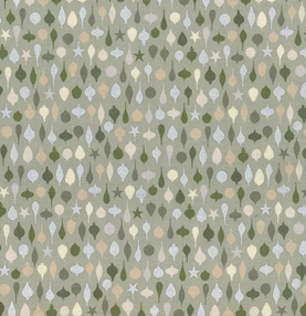Sage Green Baubles Snowfall Metallic 100% Premium Cotton Christmas Fabric Sold Per 1/2 Metre
