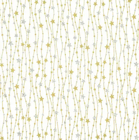 Cream Trailing Star Gold & Silver 100% Cotton Christmas Fabric Sold Per 1/2 Metre