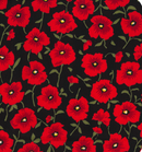 Black Poppy Parade - 100% Cotton Poplin Fabric - Sold Per Half Metre 112cm wide