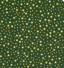 Rose & Hubble, Green & Gold Scattered Star 100% cotton fabric 136cm wide per 1/2 metre