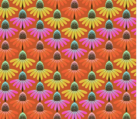 Perennial Borders, Echinacea Rust 100% Premium Cotton Fabric 112cm Wide Sold Per Half Metre