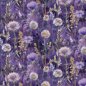 Timeless Treasures, Thistle, Night Floral Field Fabric, 100% premium cotton