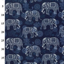 Moonlit Maharaja Elephants 100% Cotton Poplin Sold Per 1/2 Metre, 112cm Wide