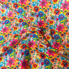 Funky Town Florals 100% Cotton Poplin Fabric Sold Per 1/2 Metre 112cm Wide