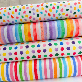 4 Piece Rainbow Paintbox Party HALF METRE Bundle 100% Cotton Poplin Fabrics