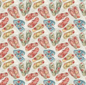 Vintage Summer Sandals 100% Premium Cotton Fabric Sold Per 1/2 Metre, 112cm Wide