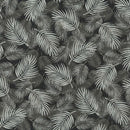 LAST METRE PIECE Grey Palm Leaves 100% cotton poplin fabric