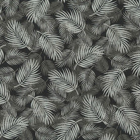 LAST METRE PIECE Grey Palm Leaves 100% cotton poplin fabric