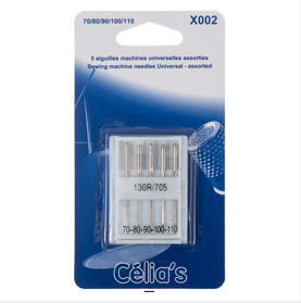 Celia's 5 pack assorted universal sewing machine needles 130R/705