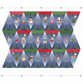 Woodland Christmas Bunting Panel 100% Premium Cotton Fabric