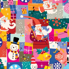Multicoloured Festive Snowmen 100% cotton fabric - sold per half metre 136cm wide