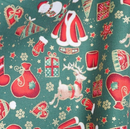 Green Christmas Presents & Santa 100% cotton fabric - sold per half metre 136cm wide