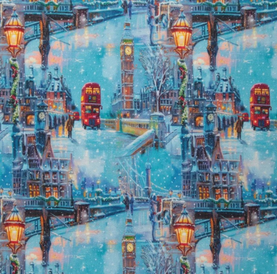 London Winter Christmas Scene 100% cotton fabric - sold per half metre 136cm wide