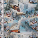 Train Winter Christmas Scene 100% cotton fabric - sold per half metre 136cm wide