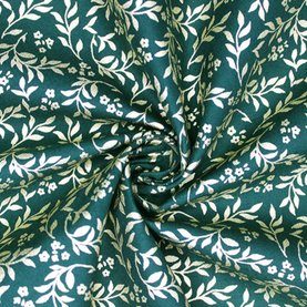 Green Christmas Floral Leaves 100% cotton fabric - sold per half metre 136cm wide