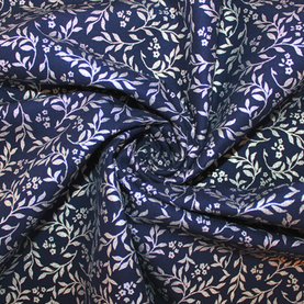 Navy Blue Christmas Floral Leaves 100% cotton fabric - sold per half metre 136cm wide