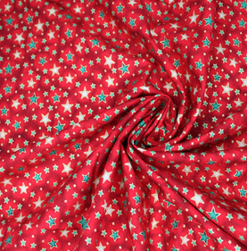 Red Shining Stars 100% cotton fabric - sold per half metre 136cm wide