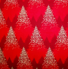 Red Glitter Christmas Trees 100% cotton fabric - sold per half metre 136cm Wide