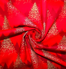 Red Glitter Christmas Trees 100% cotton fabric - sold per half metre 136cm Wide