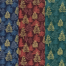 Metallic Modern Christmas Trees 3 piece FAT QUATER BUNDLE - 100% Cotton Fabric