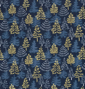 Blue Modern Christmas Trees 100% cotton fabric - sold per half metre 136cm wide