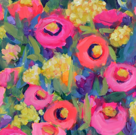 Painted Garden Floral Fiesta 100% cotton fabric - sold per half metre 44 inches (112cm wide)