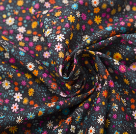 Mindy Digital Needlecord Navy Ditsy Flowers - Sold Per 1/2 Metre 112cm Wide