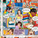 Timeless Treasures Sewing Comic Premium Cotton Fabric Sold Per 1/2 Metre