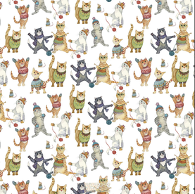 Emma Ball Woolly Friends (Cats) 100% premium cotton fabric sold per 1/2 metre 112 cm (44 inches) wide