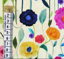 Painted Flowers 100% cotton fabric sold per 1/2 metre  (56 inches) wide