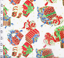 Ivory Retro Christmas Presents Metallic 100% cotton fabric sold per 1/2 metre  (56 inches) wide