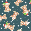 Highland Cow Christmas Fabric Premium Cotton Sold Per 1/2 Metre 112cm Wide
