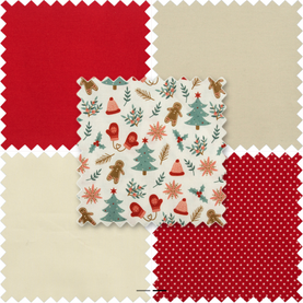 Gingerbread 5 Piece Fat quarter Bundle 100% Cotton Fabrics