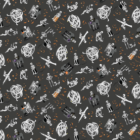 Mr Bones Skeleton Sews - Halloween Themed Premium Cotton Sold Per 1/2 Metre