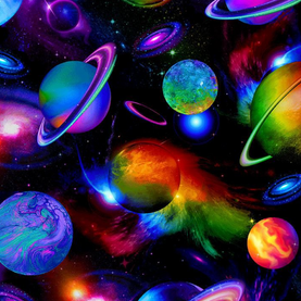 Galaxy Planets 100% Premium Cotton Fabric by Timeless Treasures 112cm Wide Per 1/2 Metre