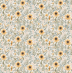 Humblebee Sunflowers 100% Premium Cotton Fabric 112cm Wide Sold Per Half Metre