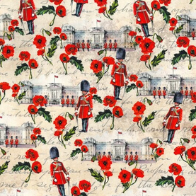 Palace Poppies London 100% Cotton Poplin Sold Per 1/2 Metre 112cm Wide