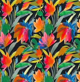 Black Tropics 100% Cotton Poplin Sold Per 1/2 Metre 112cm Wide